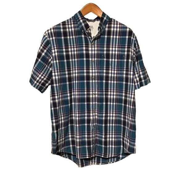 IZOD Saltwater Relaxed Classics Blue Plaid Shirt L - Picture 1 of 5